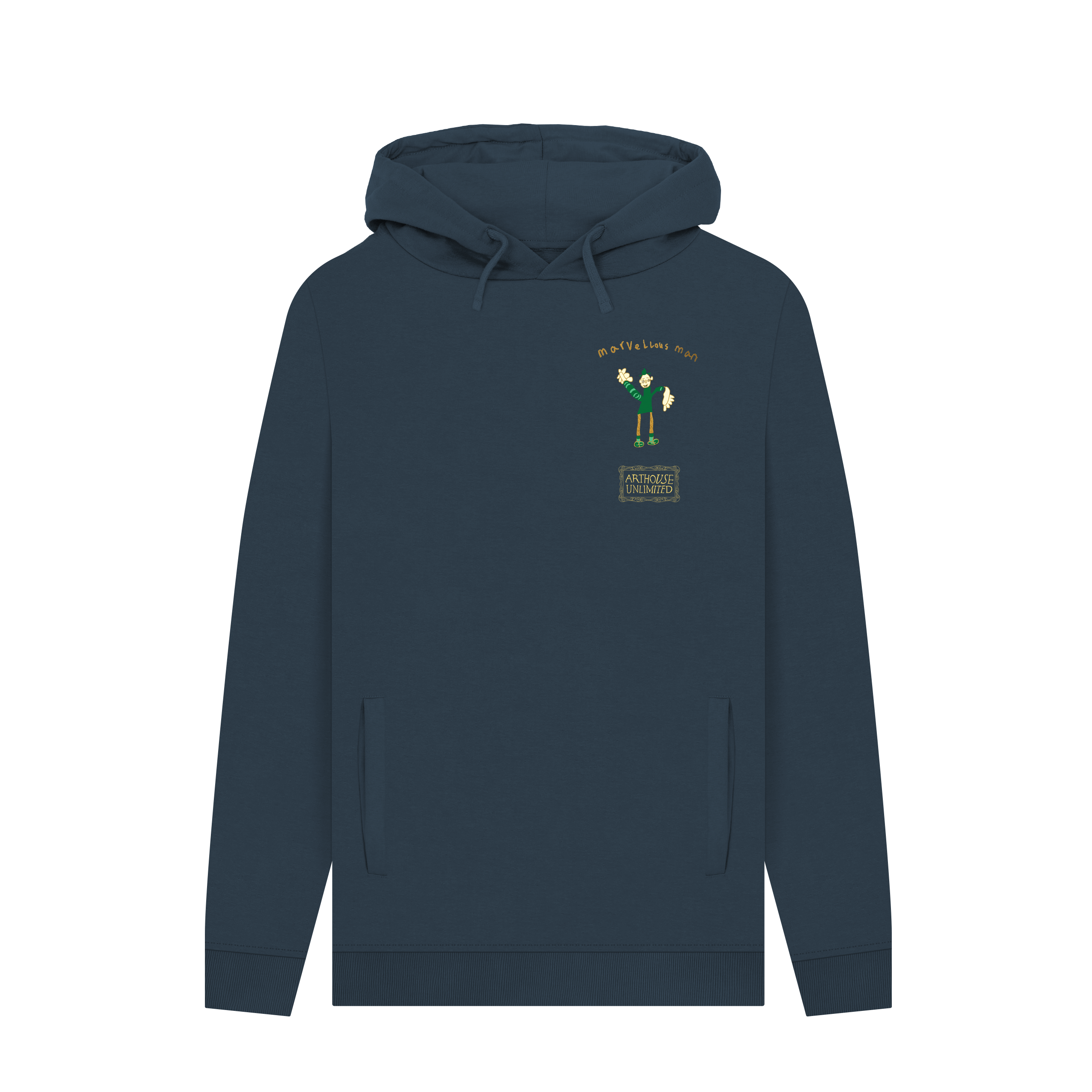 Navy Printed Hoody Front