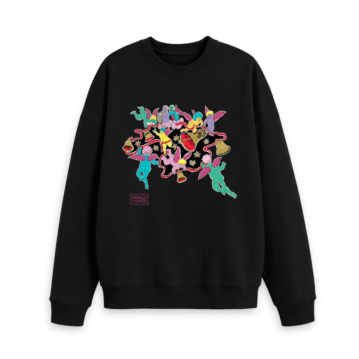 Black Printed Sweater Front