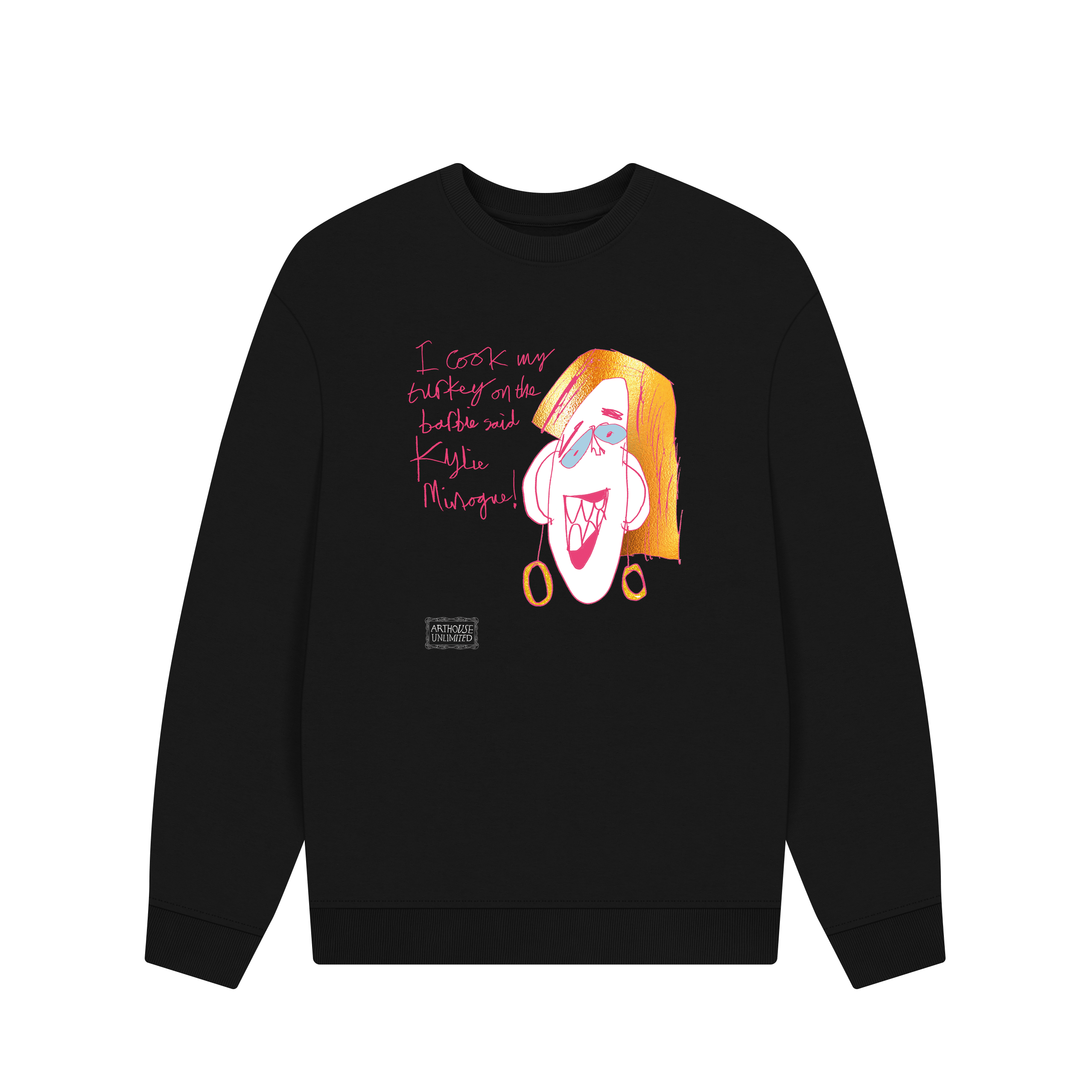 Black Printed Sweater Front