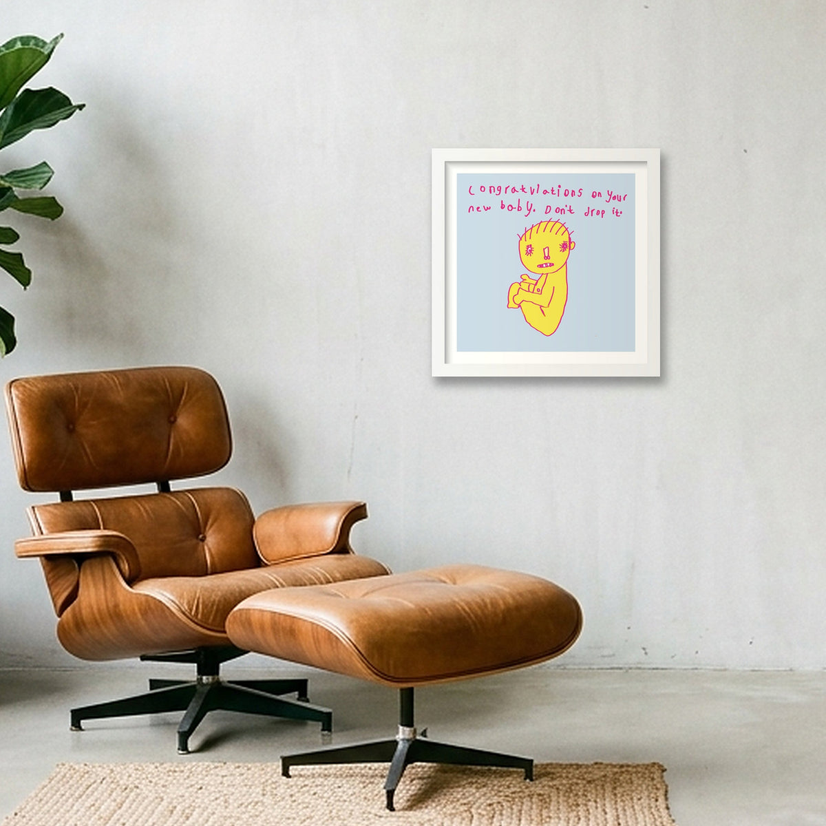 new baby. Don't drop it 50 x 50 — 30×30cm, 12×12" White Frame