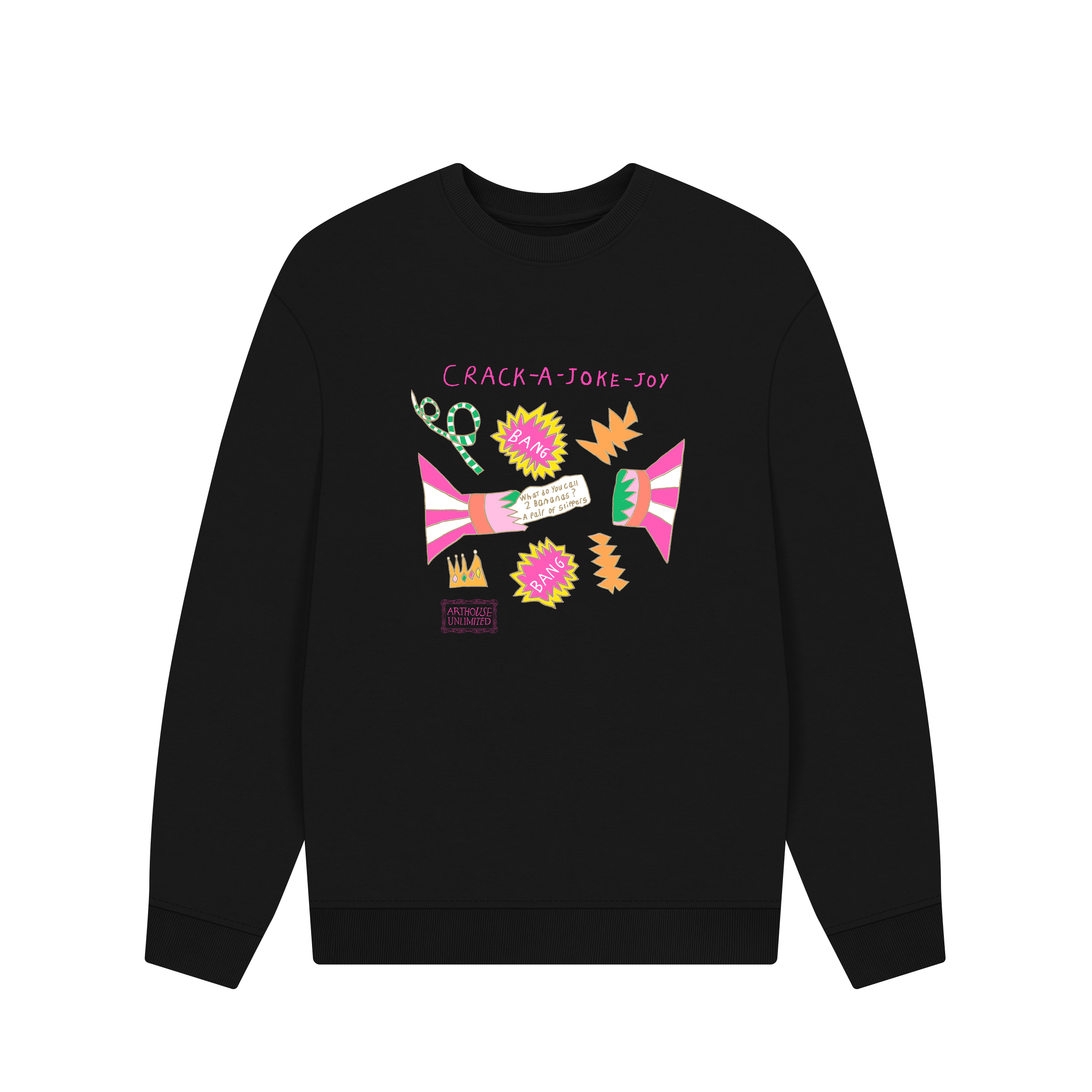 Black Printed Sweater Front