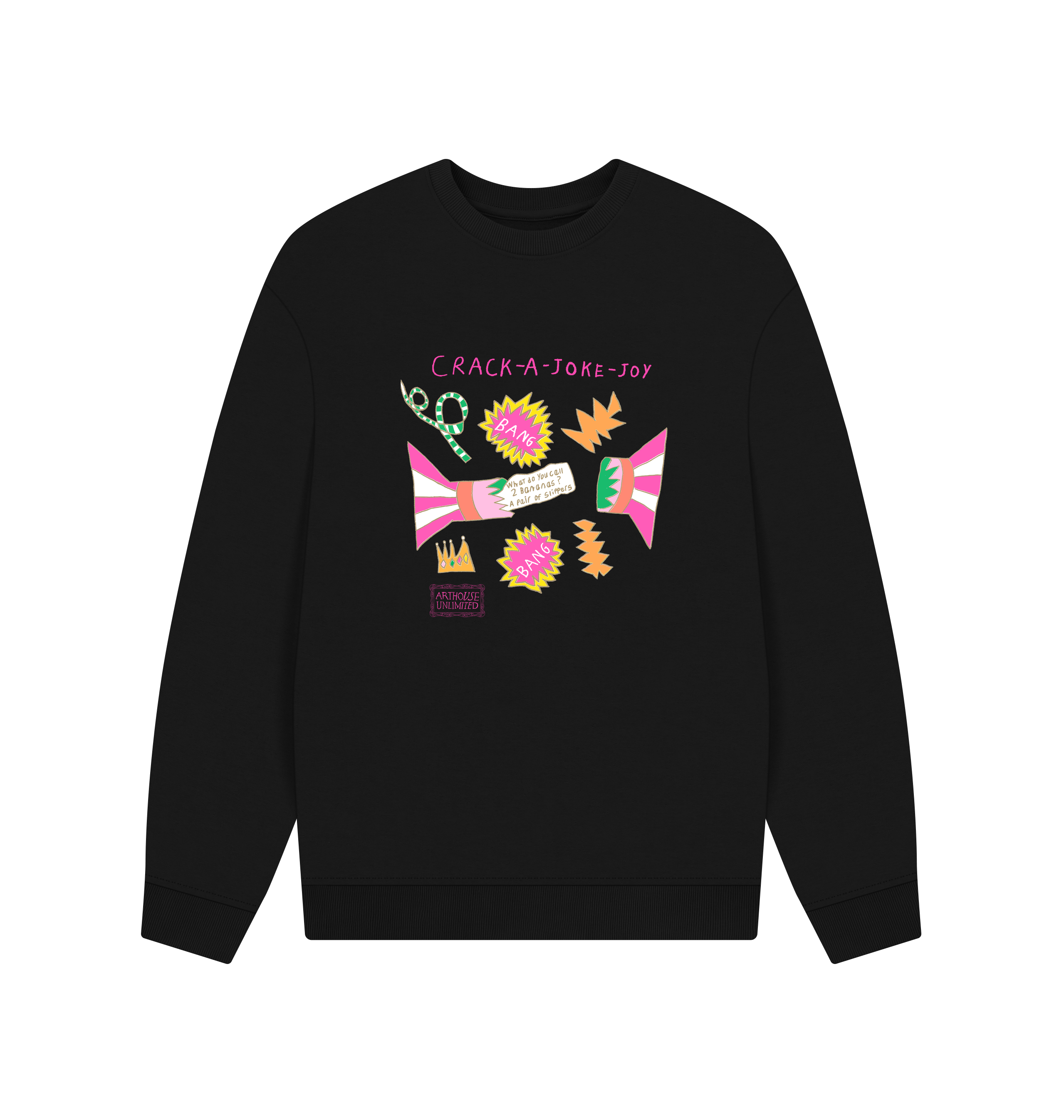 Black Printed Sweater Front