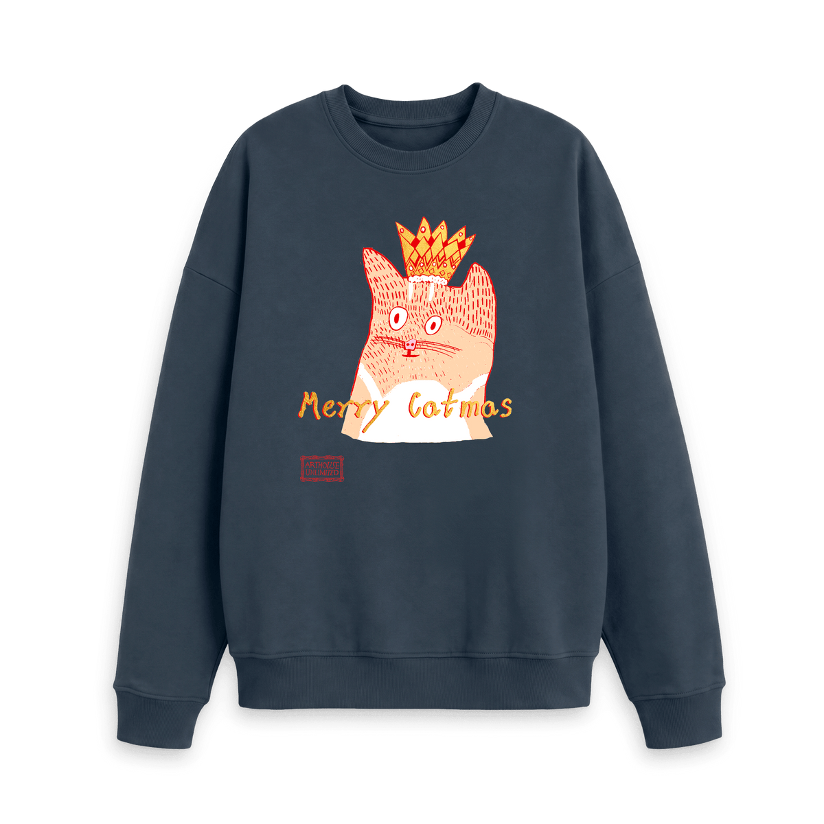Navy Blue Printed Sweater Front