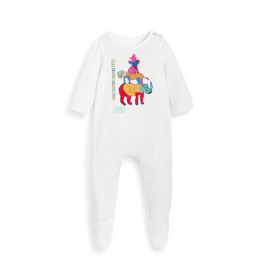 White Printed baby grow