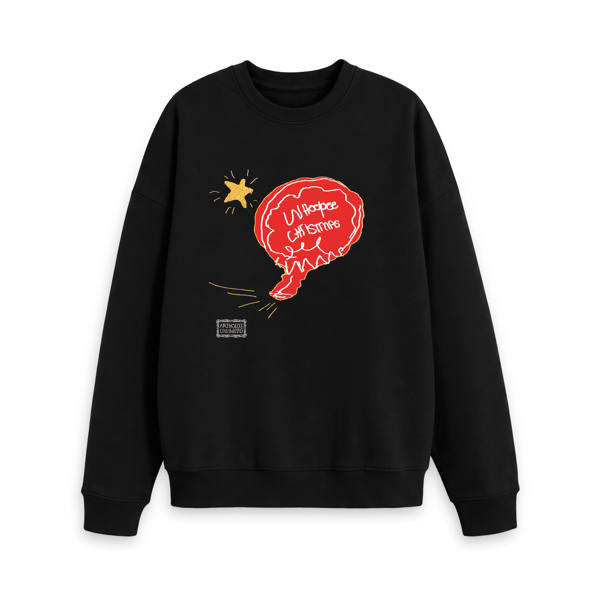 Black Printed Sweater Front