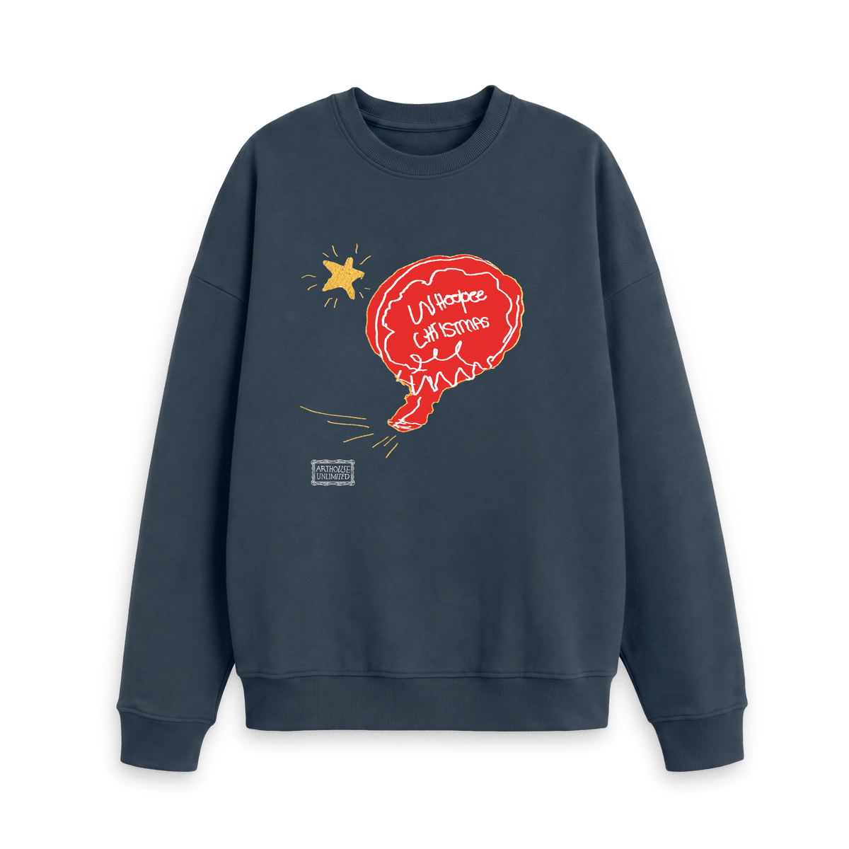 Navy Blue Printed Sweater Front