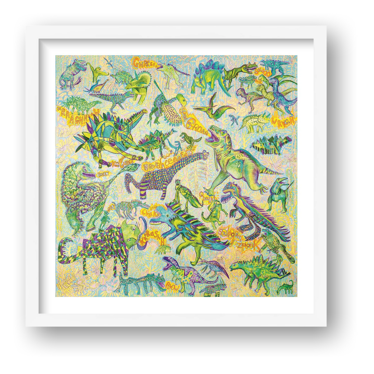 Giclee_dinosaurs 50x50 — framed