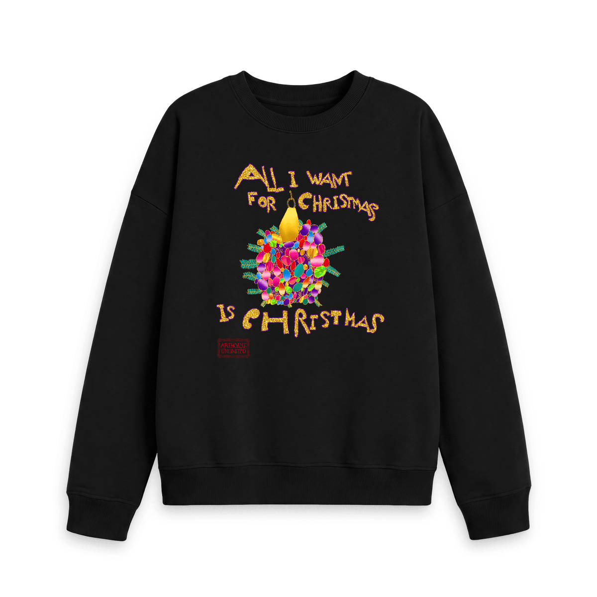 Black Printed Sweater Front