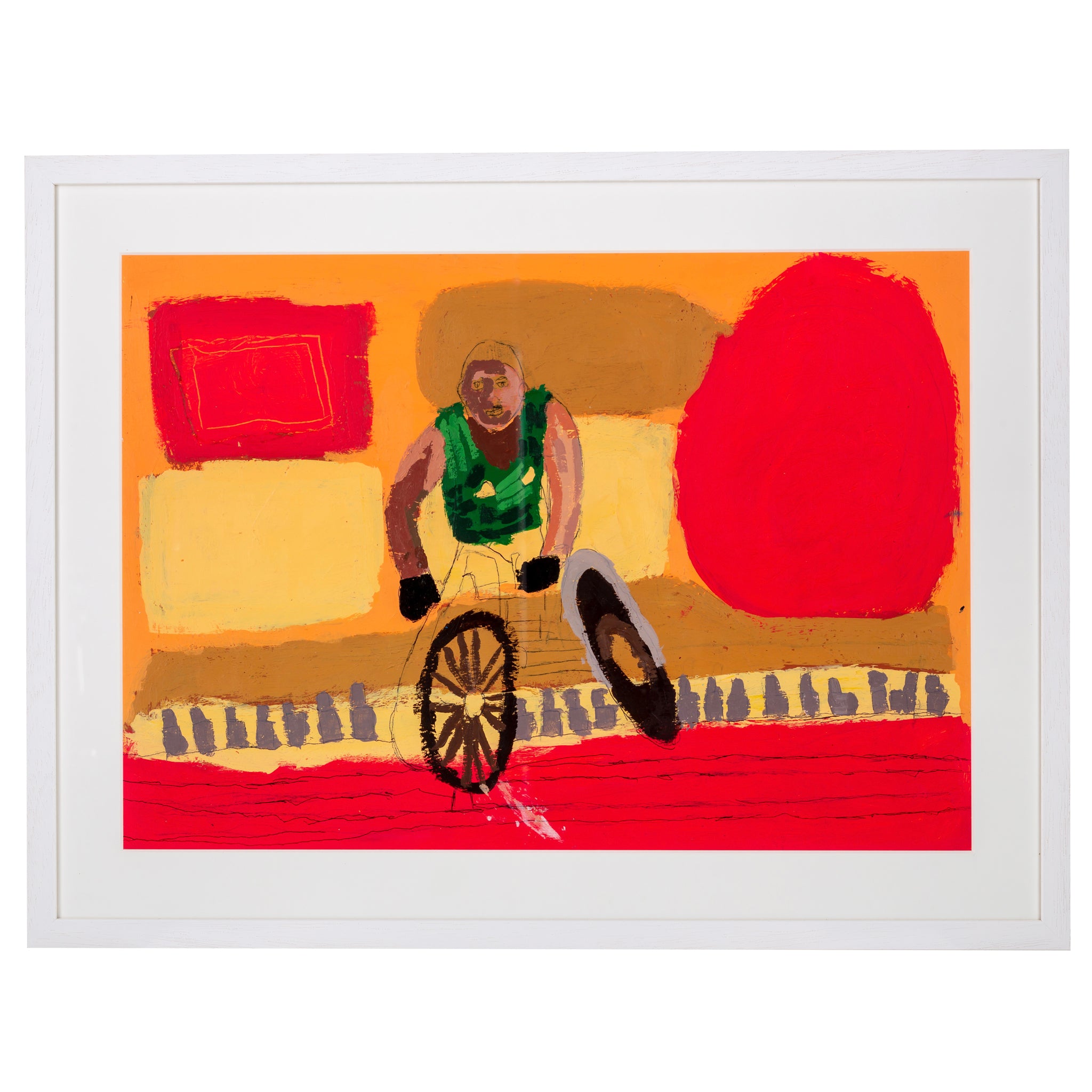 Framed picture of a person in a wheelchair race called Champion