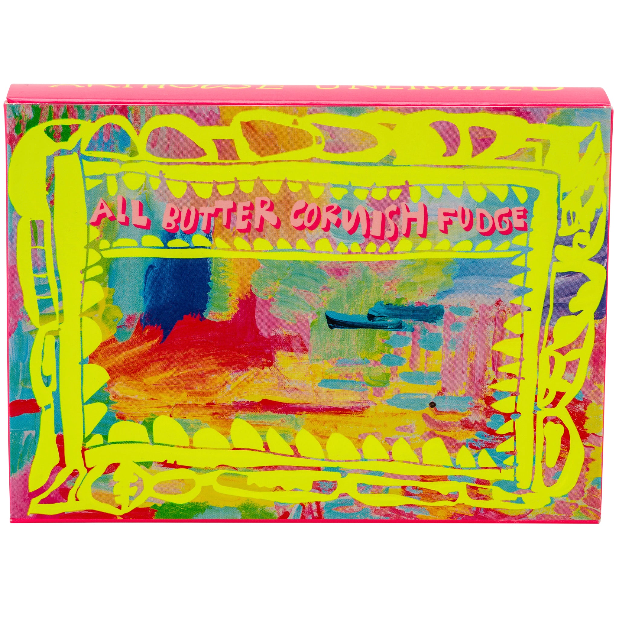Bright coloured box of Colour Sugar All Butter Cornish Fudge