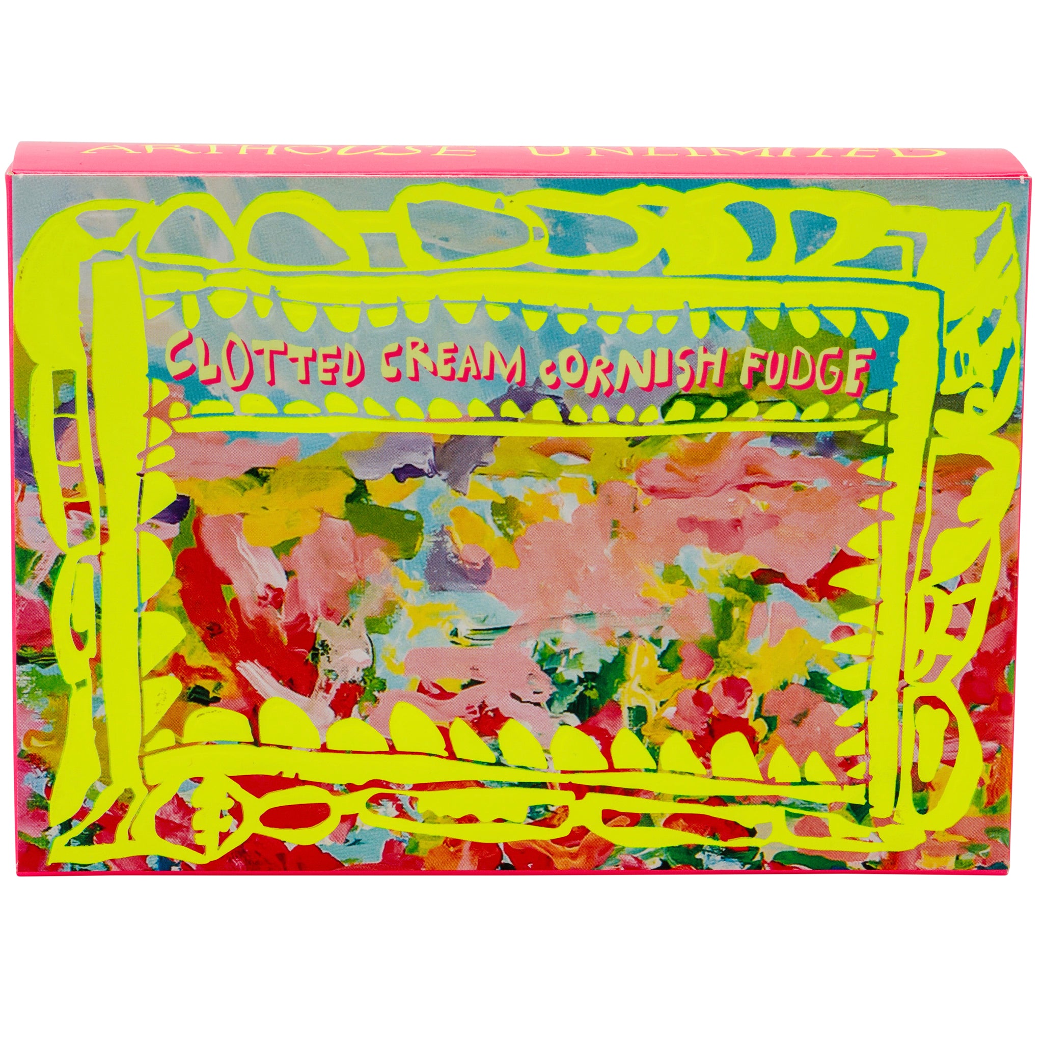 Bright coloured box of Sunny Days Clotted Cream Fudge