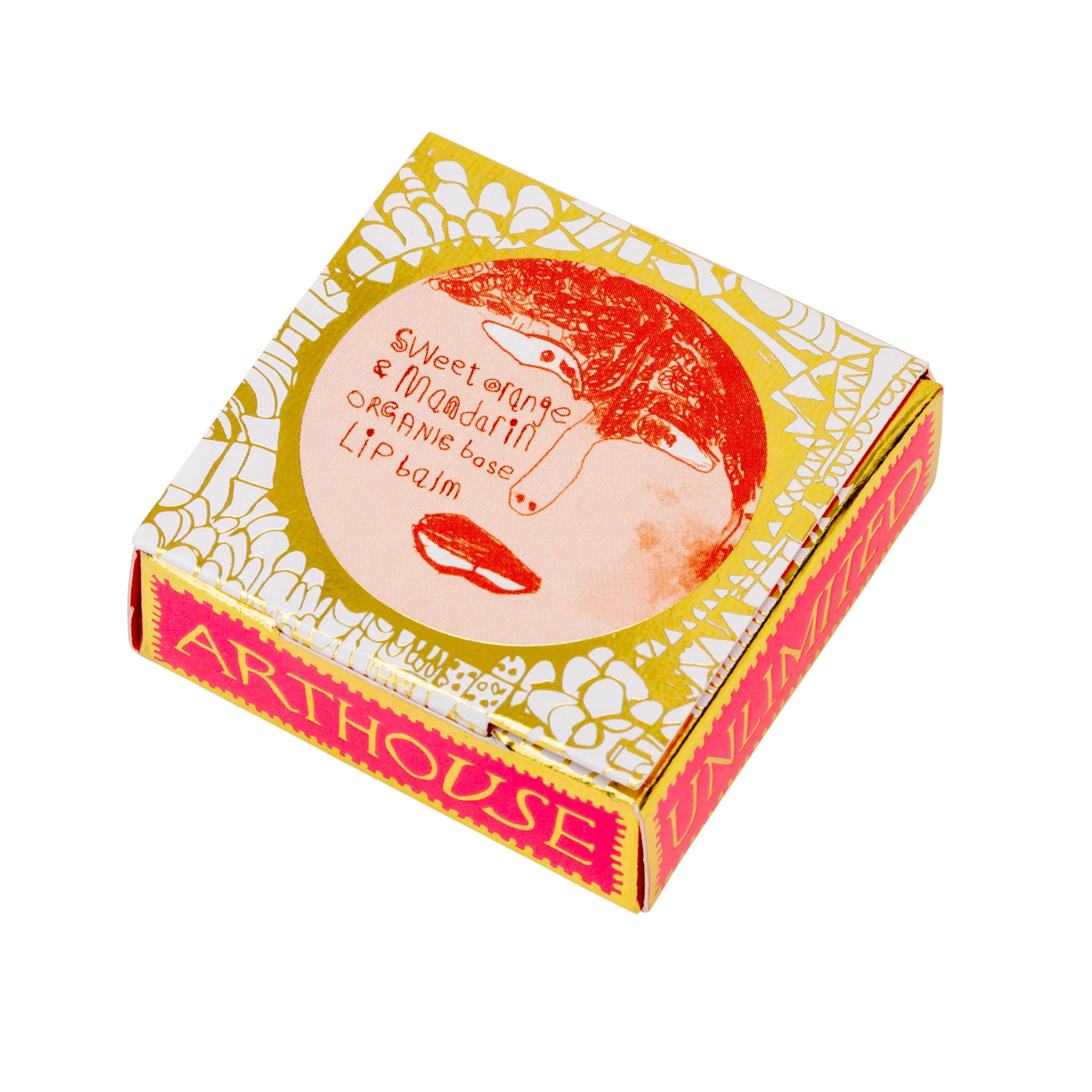 Pink and gold box of Lady Muck, Lip Balm, Sweet Orange & Mandarin