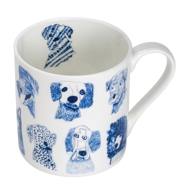Blue Dogs, Fine Bone China Mug with dog drawings