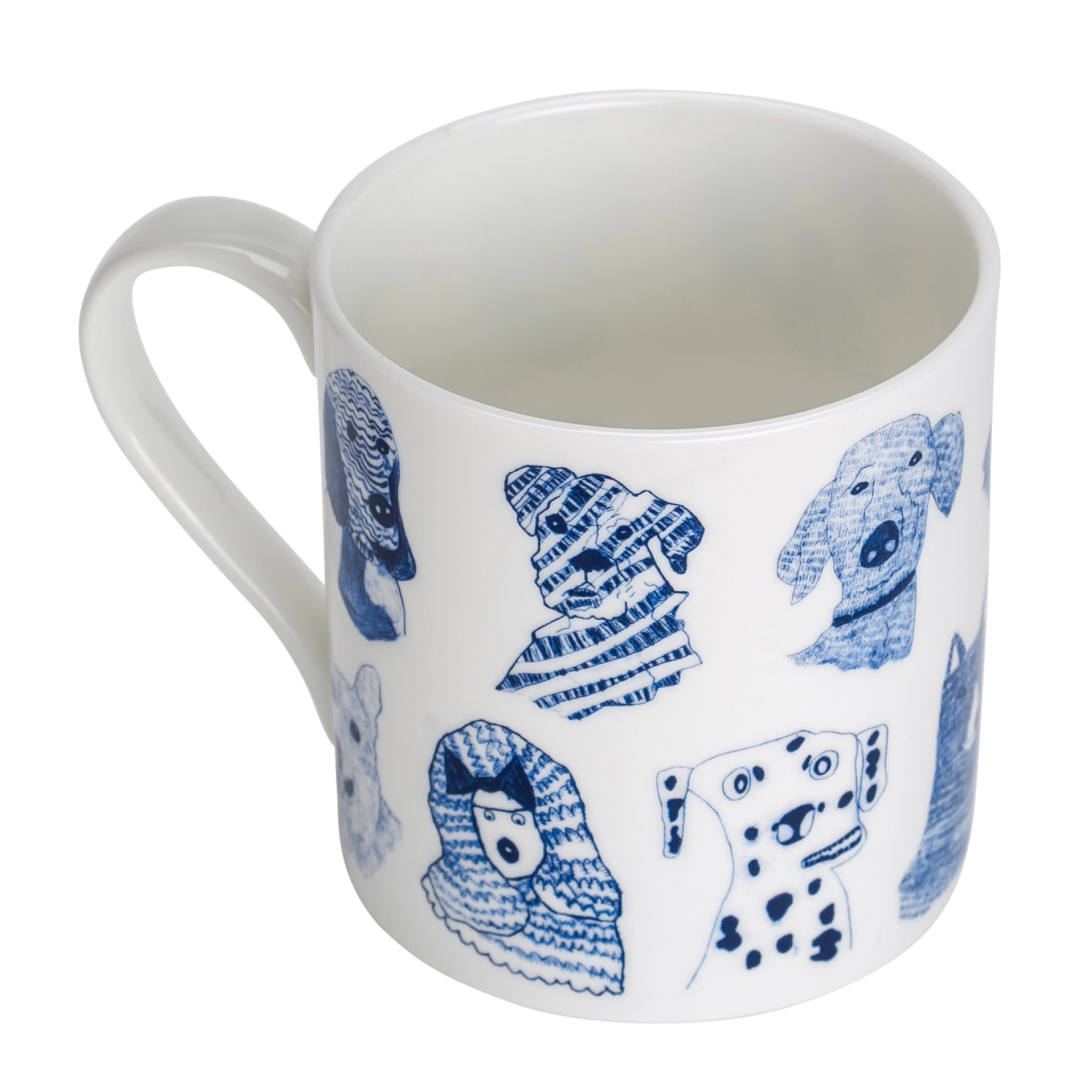 Blue Dogs, Fine Bone China Mug with dog drawings