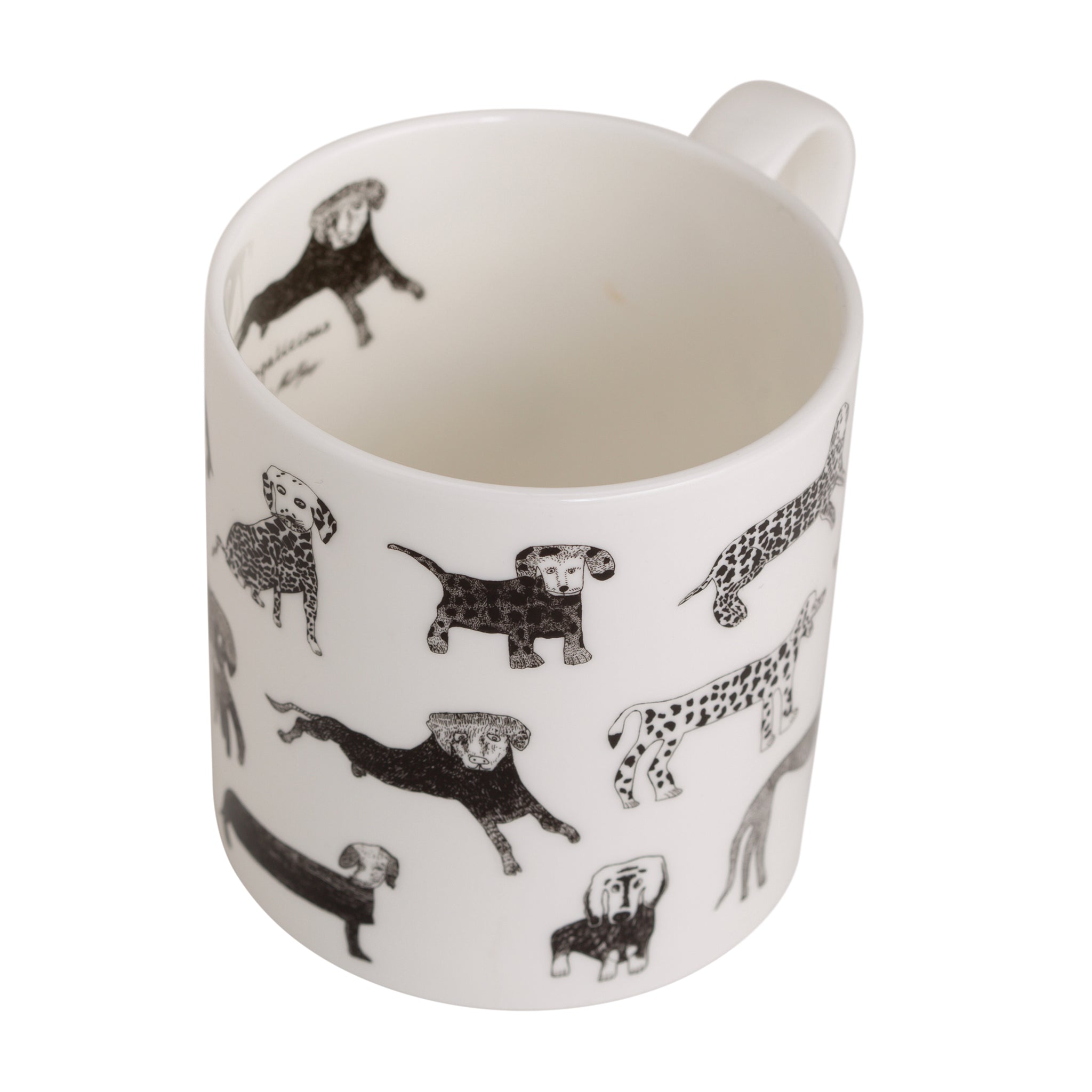 Dogalicious, Fine Bone China Mug with black dog drawings 