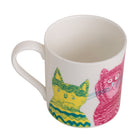 Pink, blue and yellow cats on Miaow For Now, Fine Bone China Mug