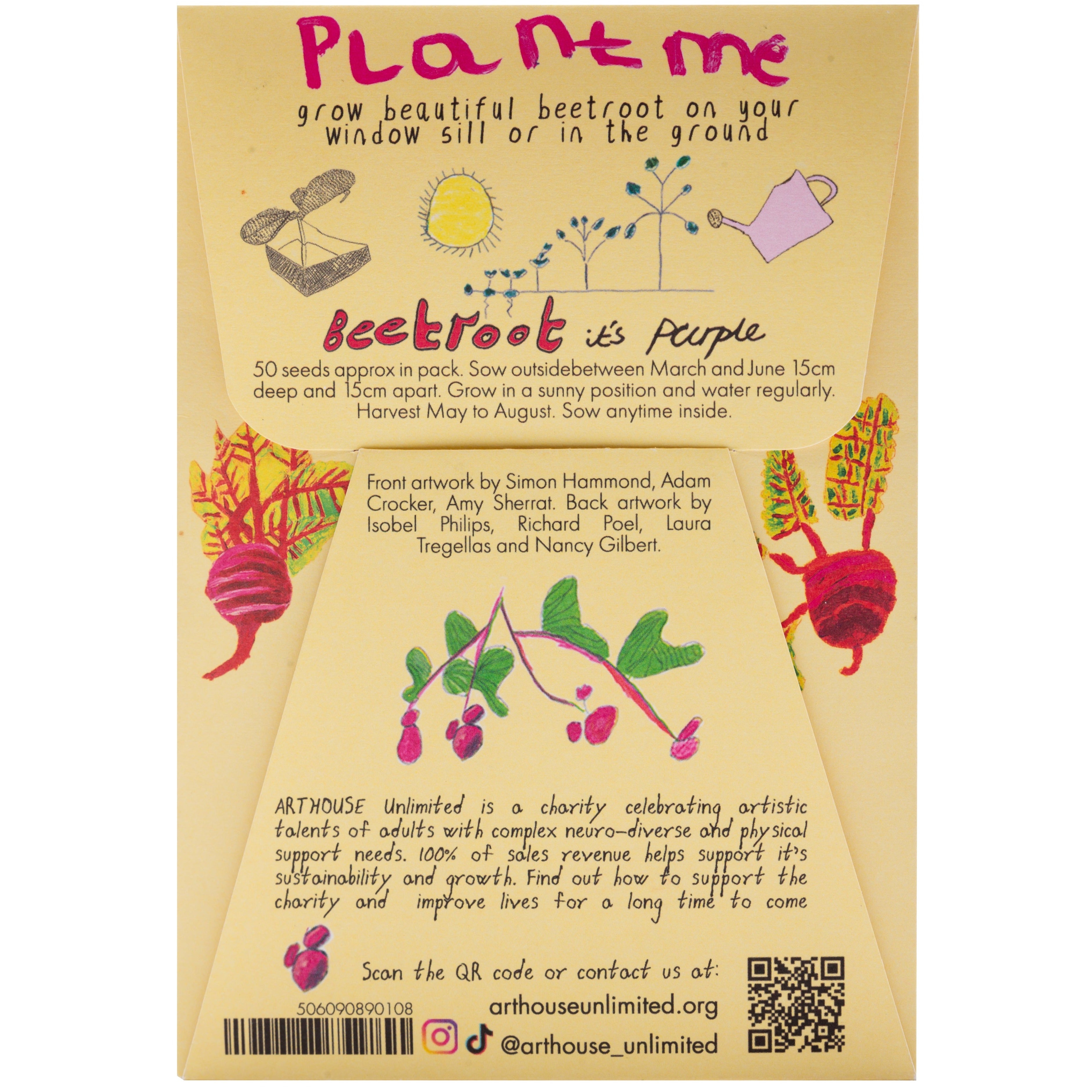Back of packet of Red and green packet of Beetroot Seeds