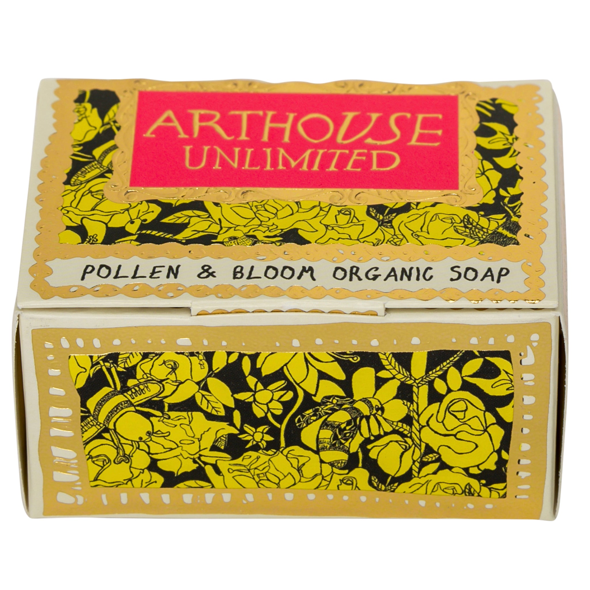 Bee Free, Triple Milled Organic Soap Slab in yellow, black and gold box