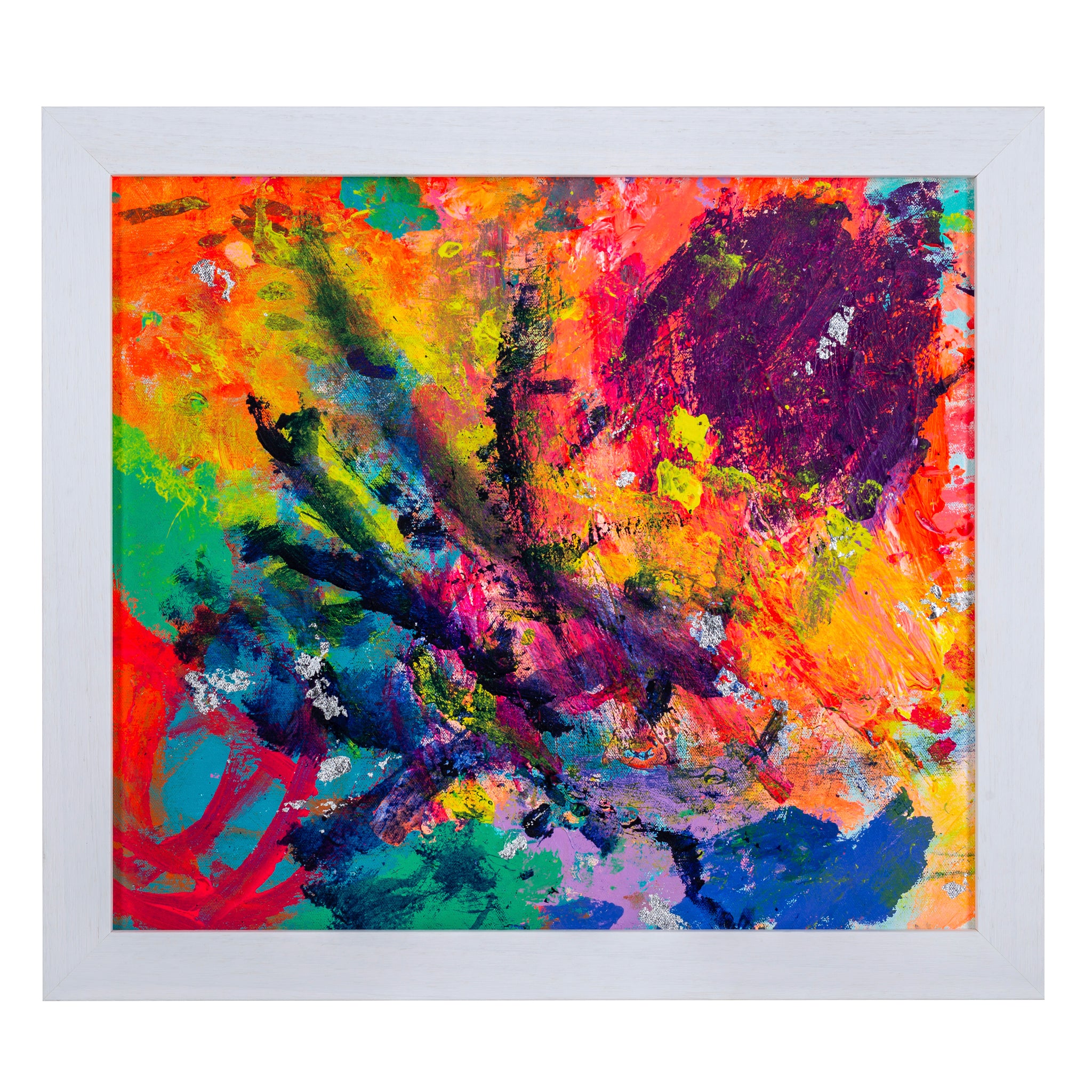 Framed bright coloured abstract artwork called Sunset in the Clouds