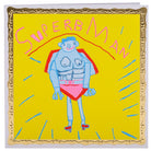 A colorful greeting card with an illustration of a superhero character named Superbman, depicted in yellow, red, and blue, with the text 'SUPERB MAN' above the figure.