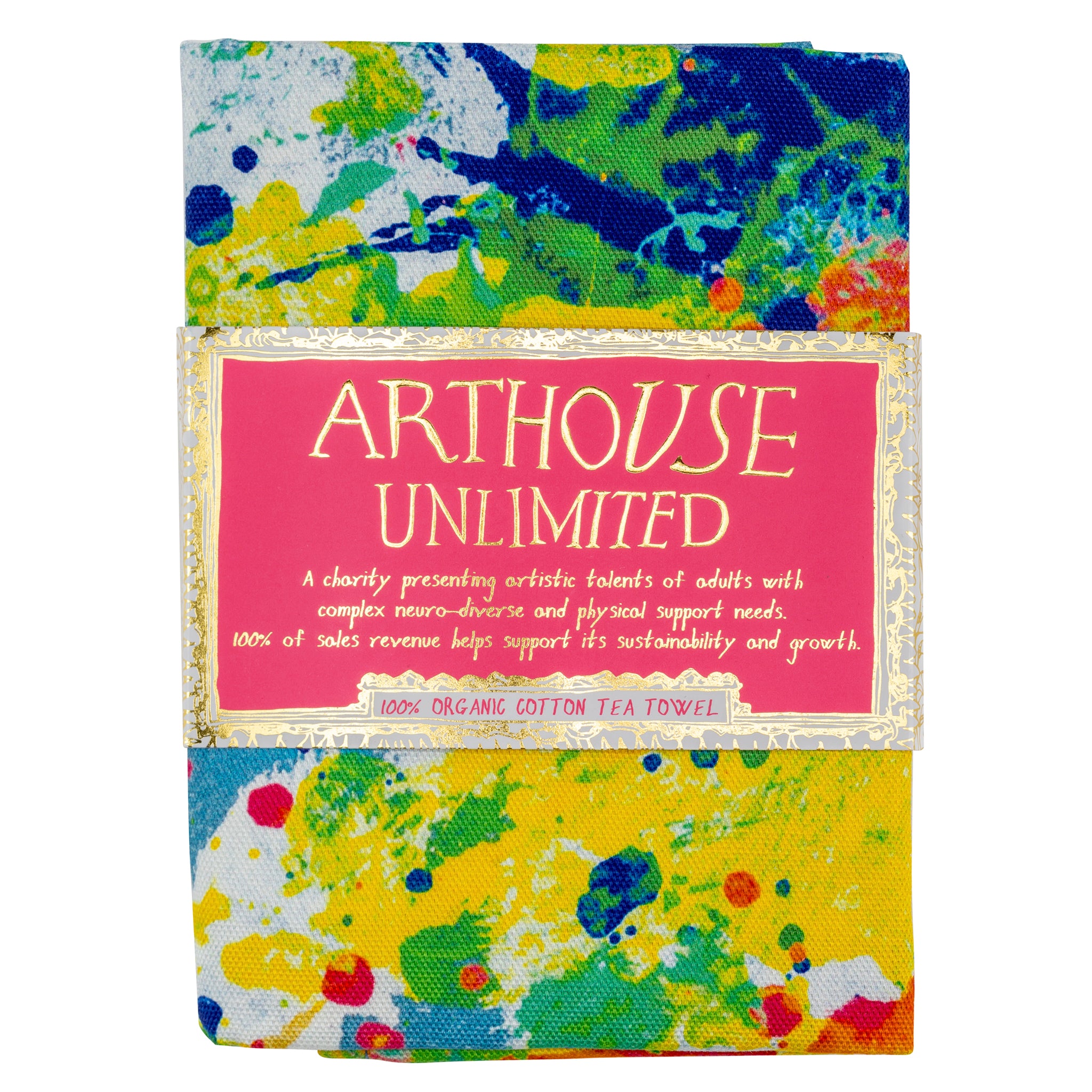 Spring, 100% Organic Cotton Tea Towel with arthouse unlimited belly band