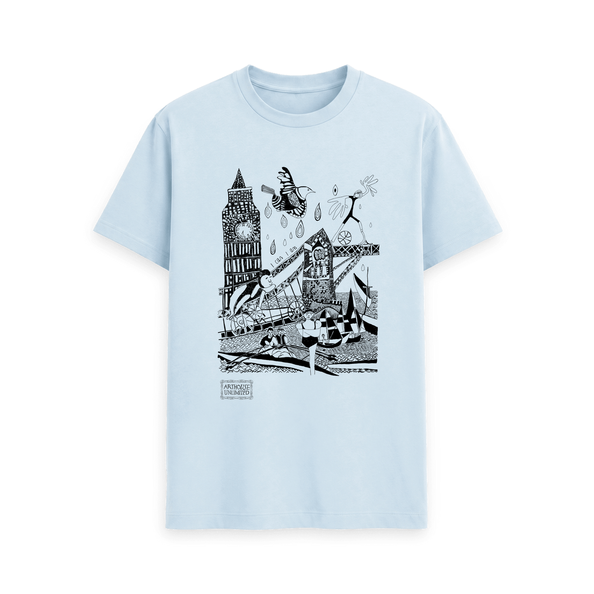 Sky Blue Printed T-shirt Front