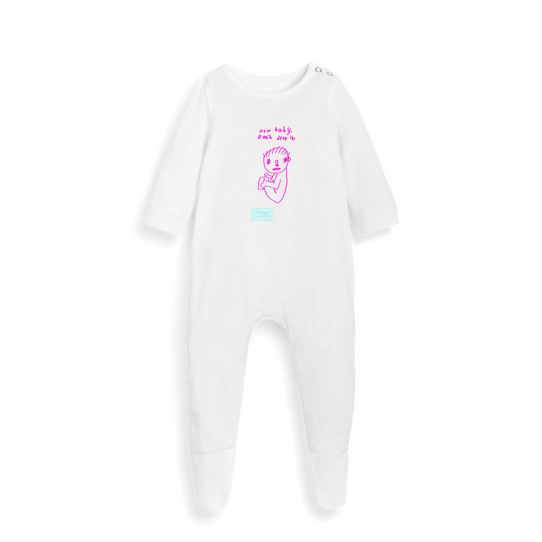 White Printed baby grow