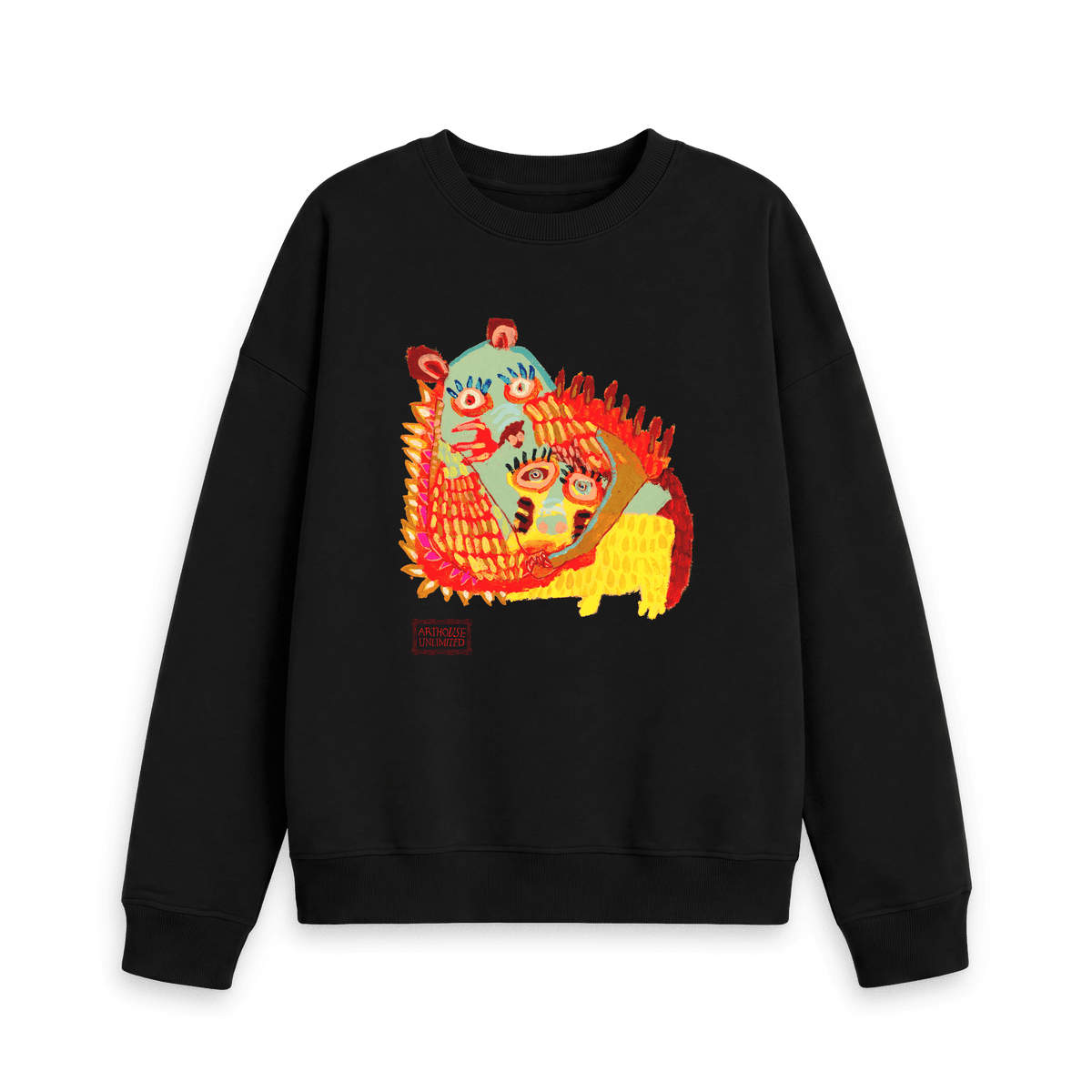 Black Printed Sweater Front