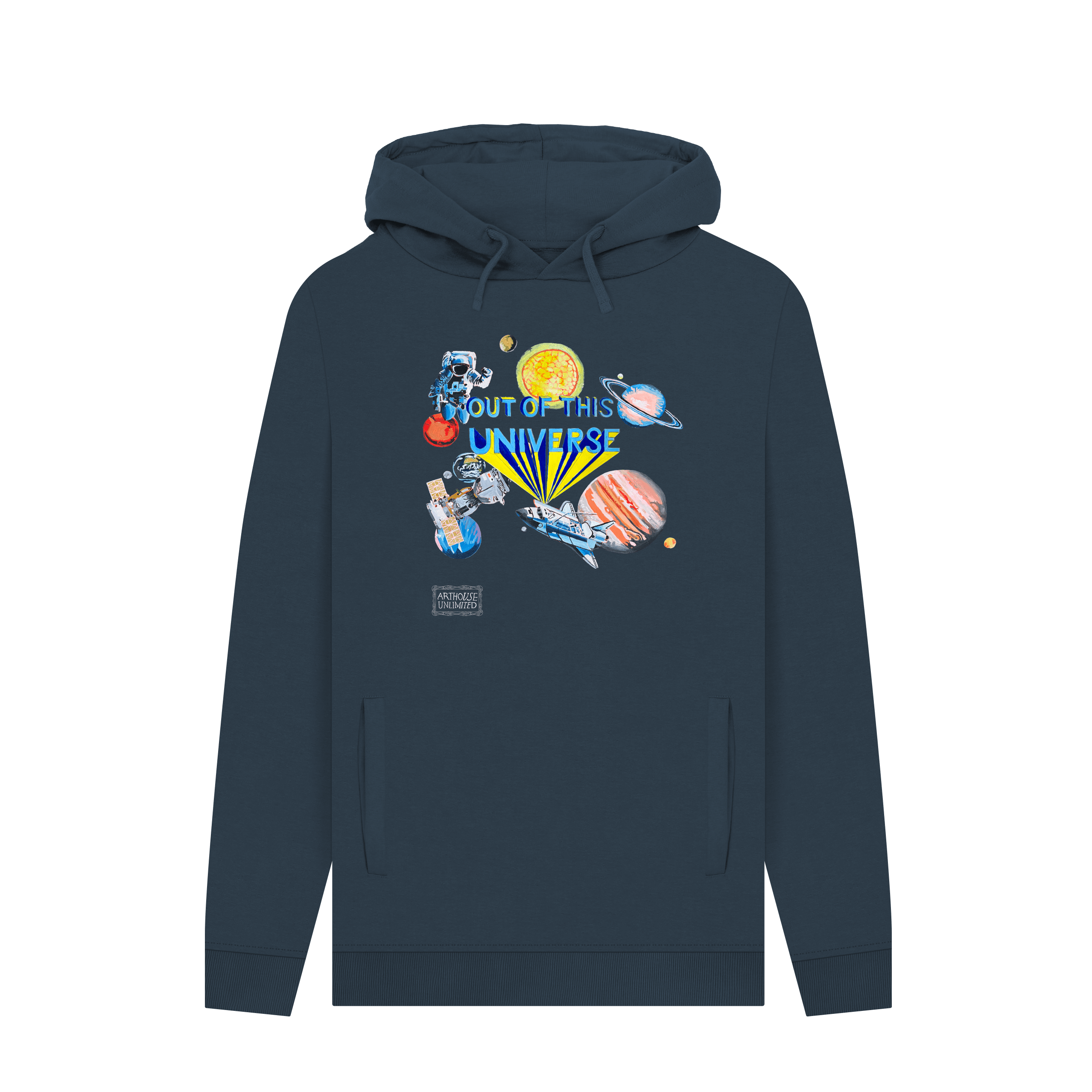 Navy Printed Hoody Front