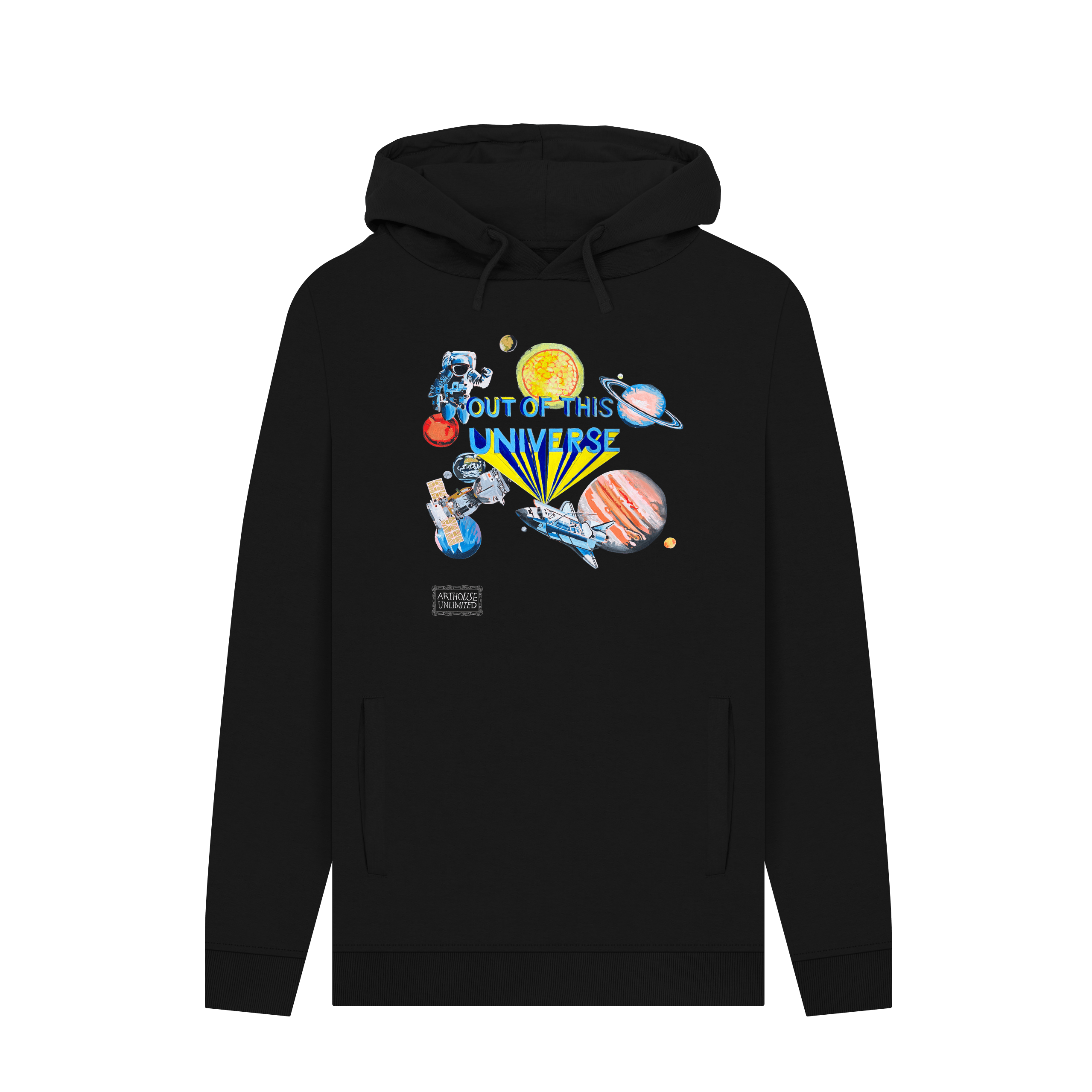 Black Printed Hoody Front