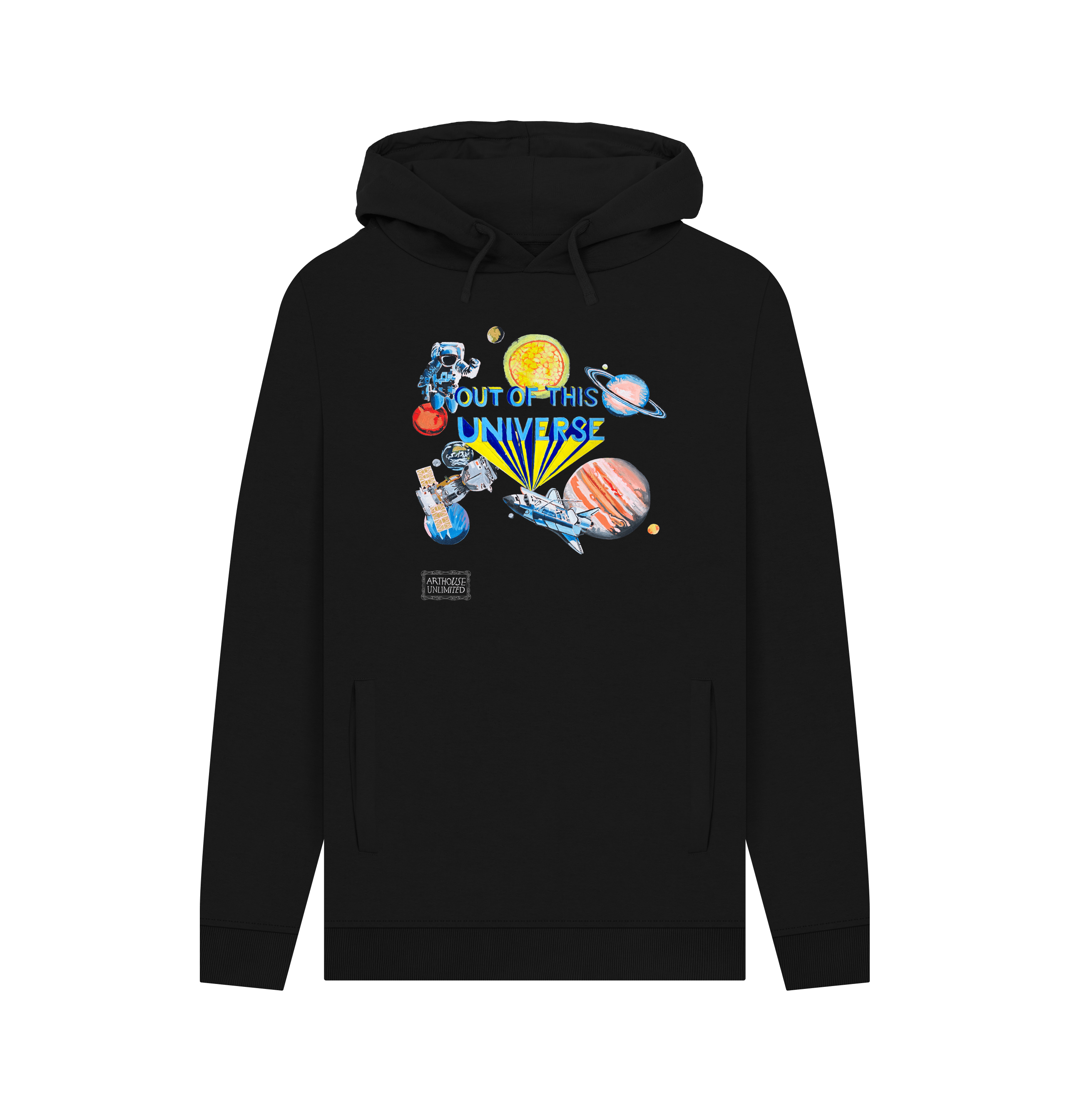Black Printed Hoody Front