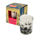 Bee Free, Oats & Honey Scented Plant Wax Candle, glass next to box
