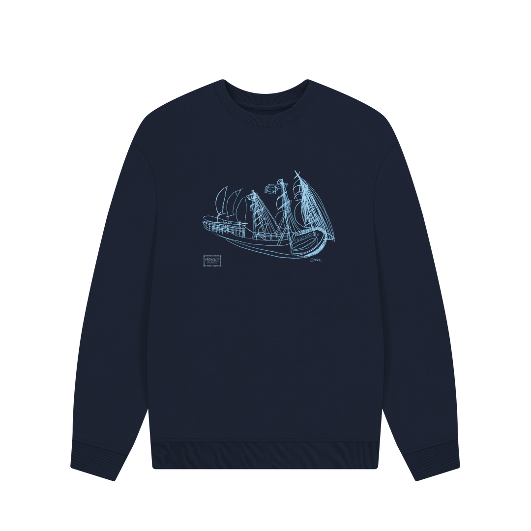 Navy Blue Printed Sweater