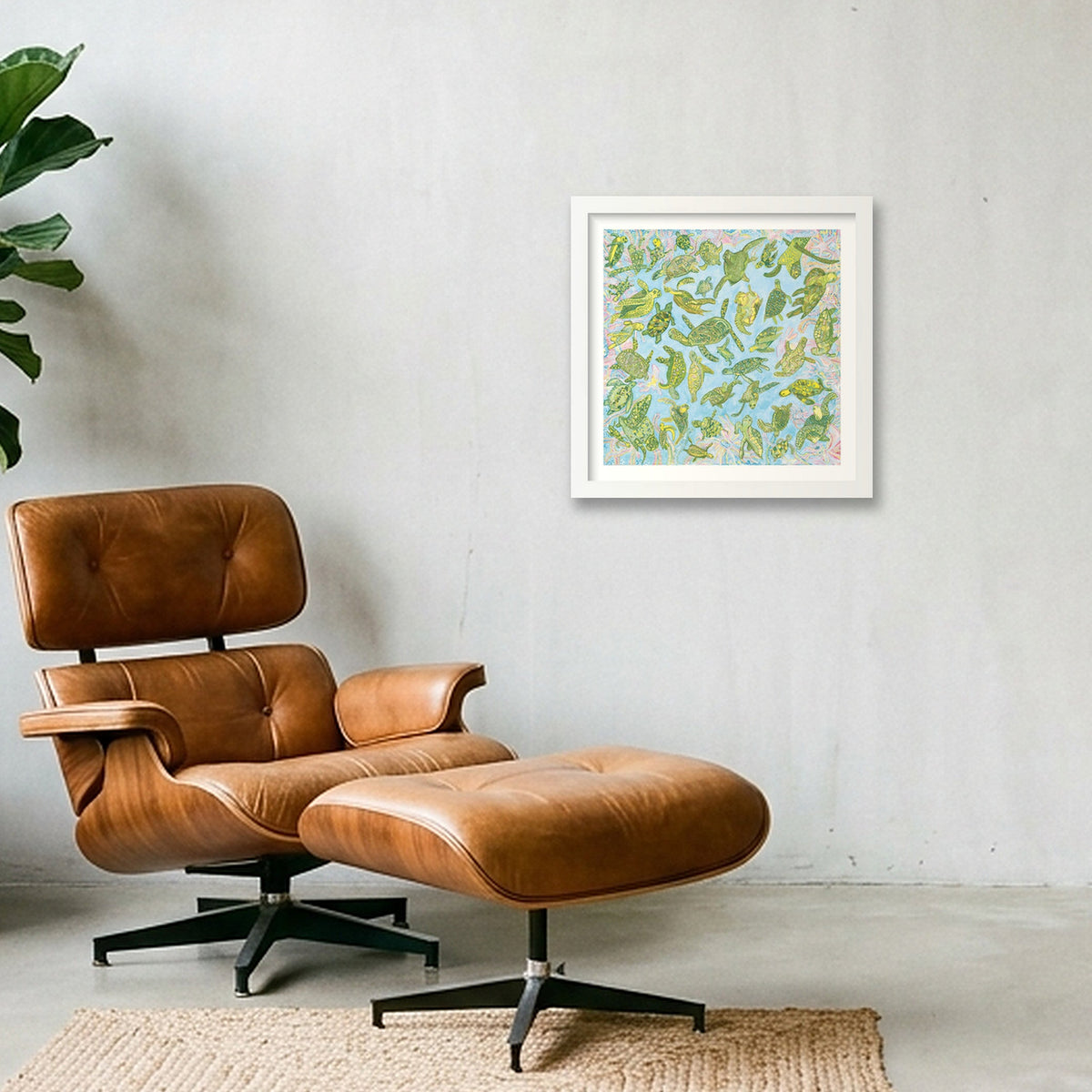 Giclee_turtles 50x50 — 30×30cm, 12×12" White Frame
