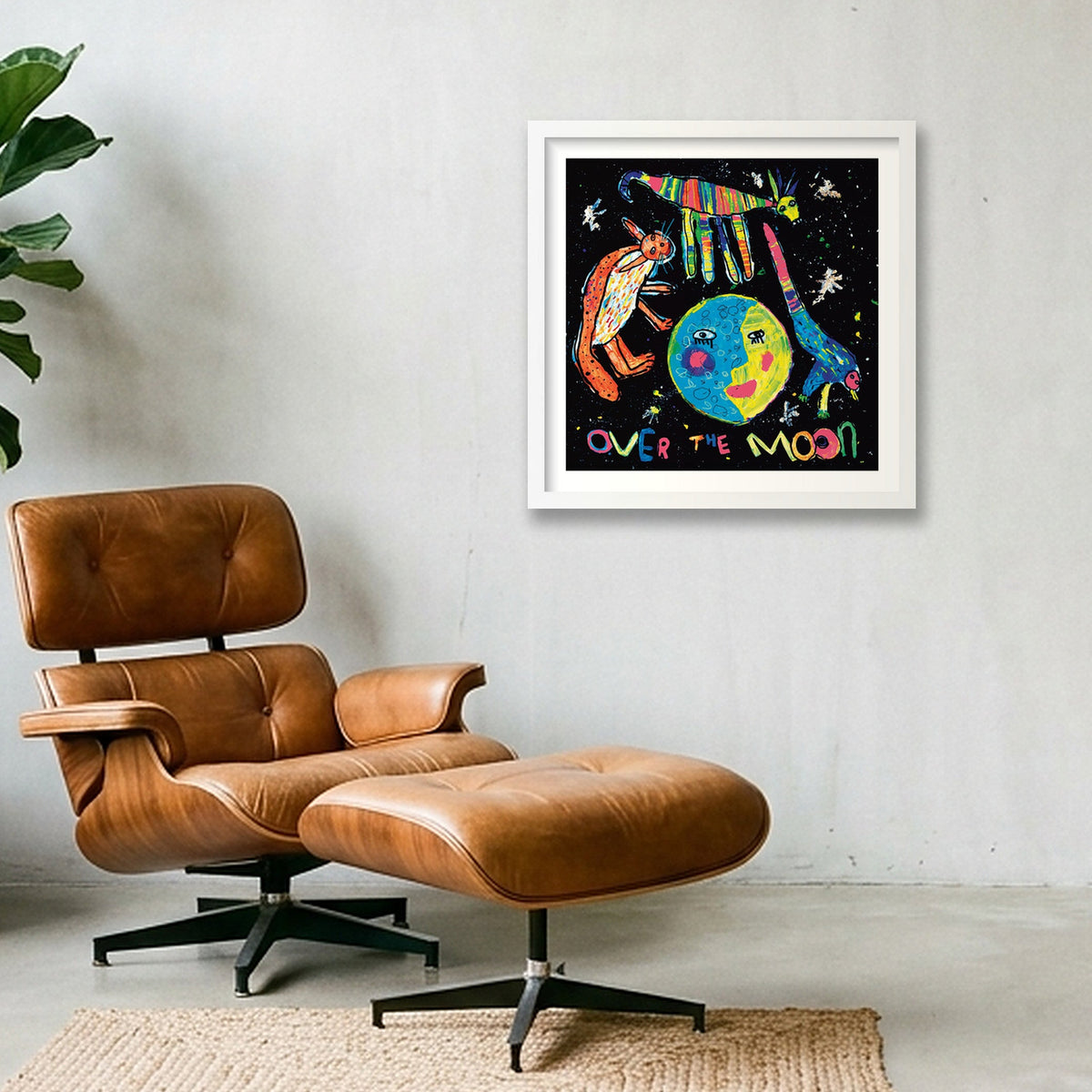 Over the Moon 50 x 50 — 40×40cm, 16×16" White Frame