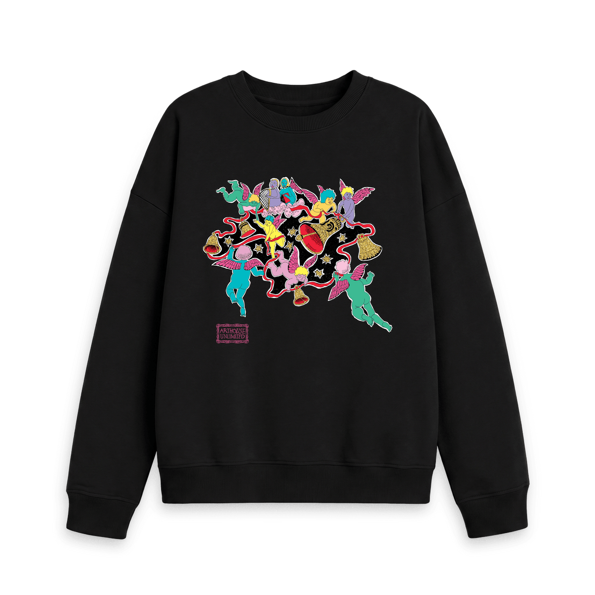 Black Printed Sweater Front