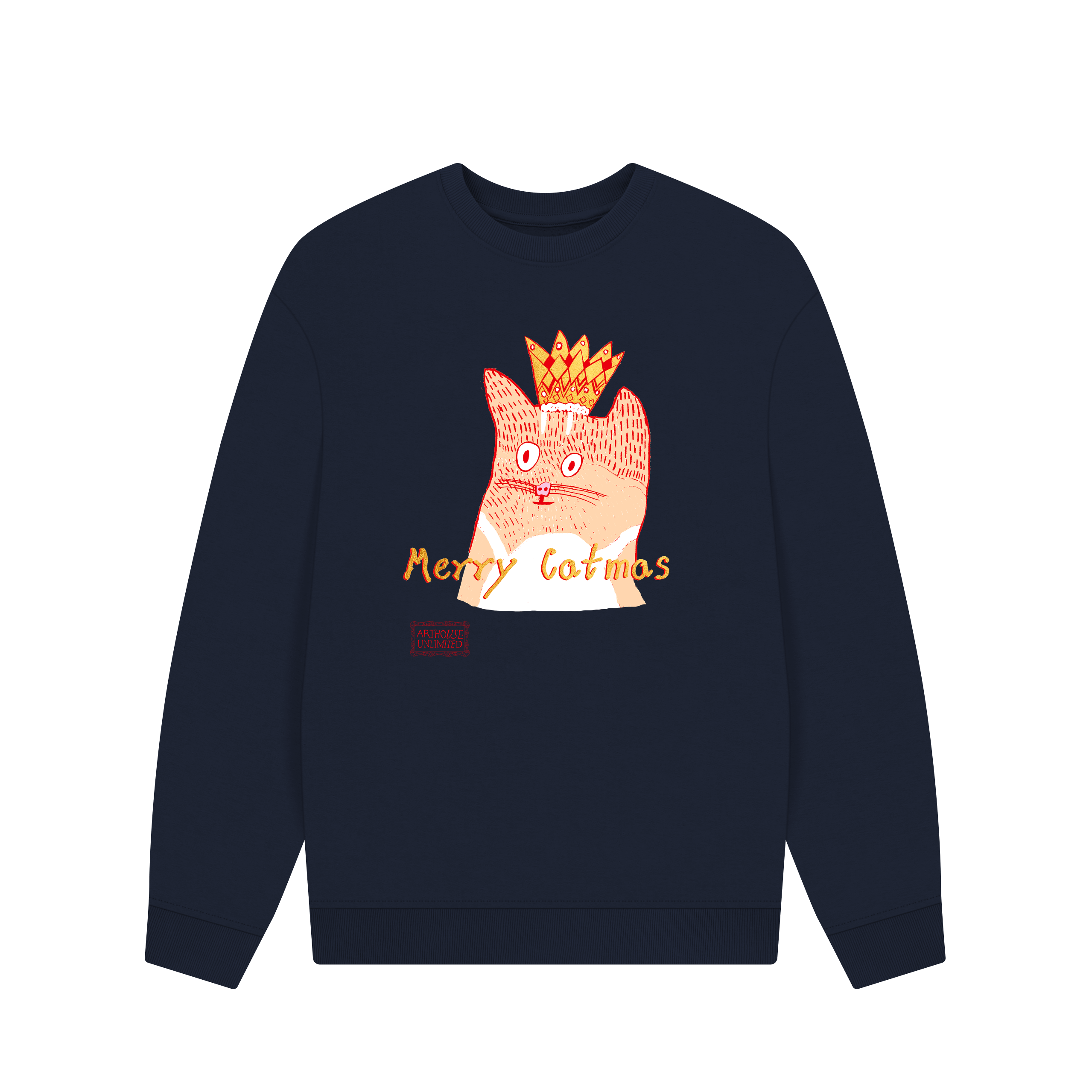 Navy Blue Printed Sweater Front