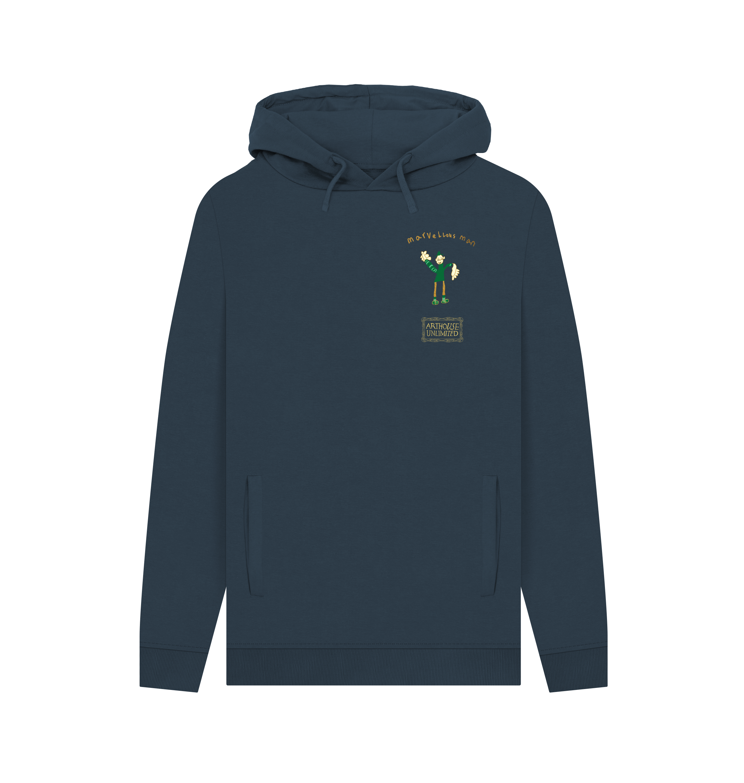 Navy Printed Hoody Front