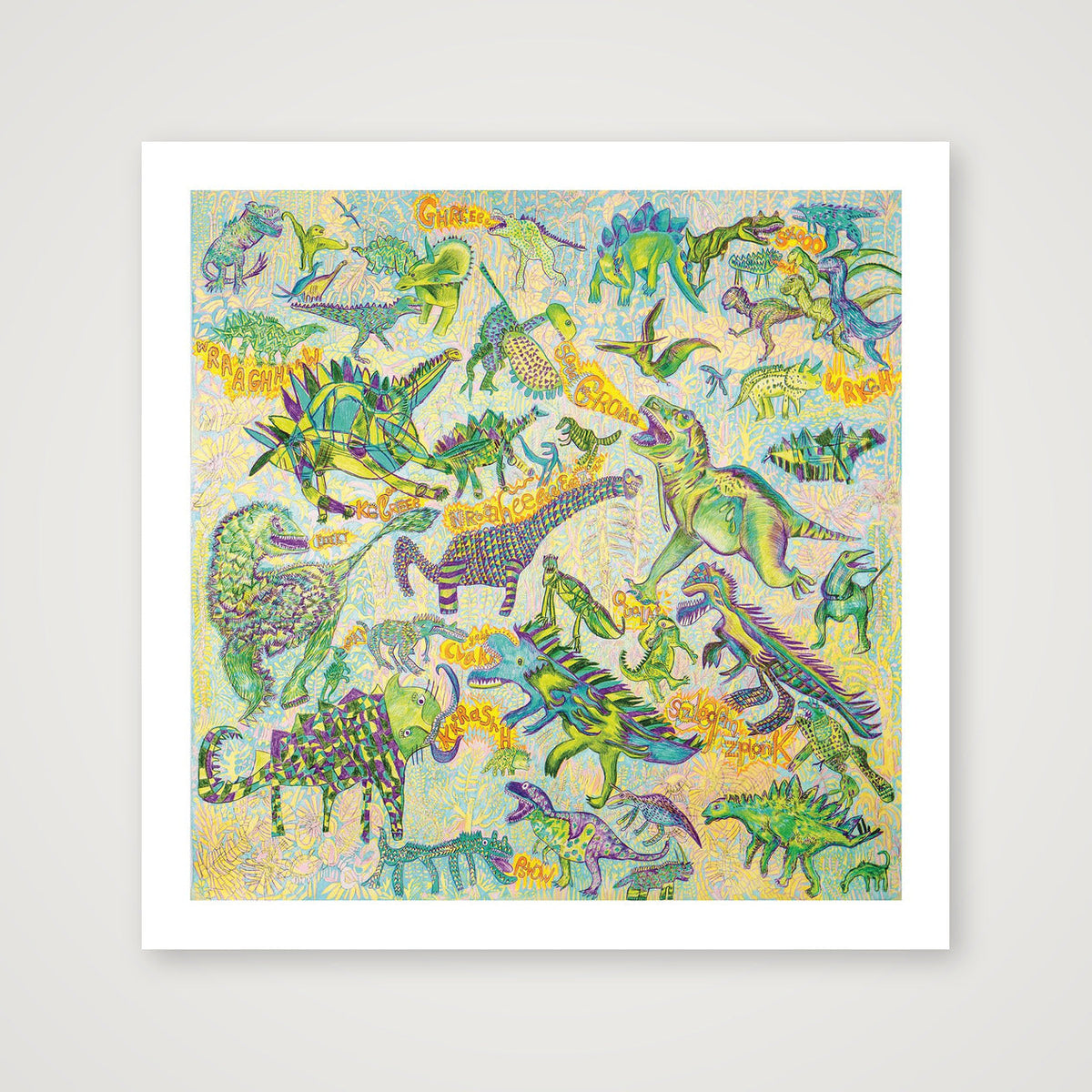 Giclee_dinosaurs 50x50 — 30×30cm, 12×12" Print only