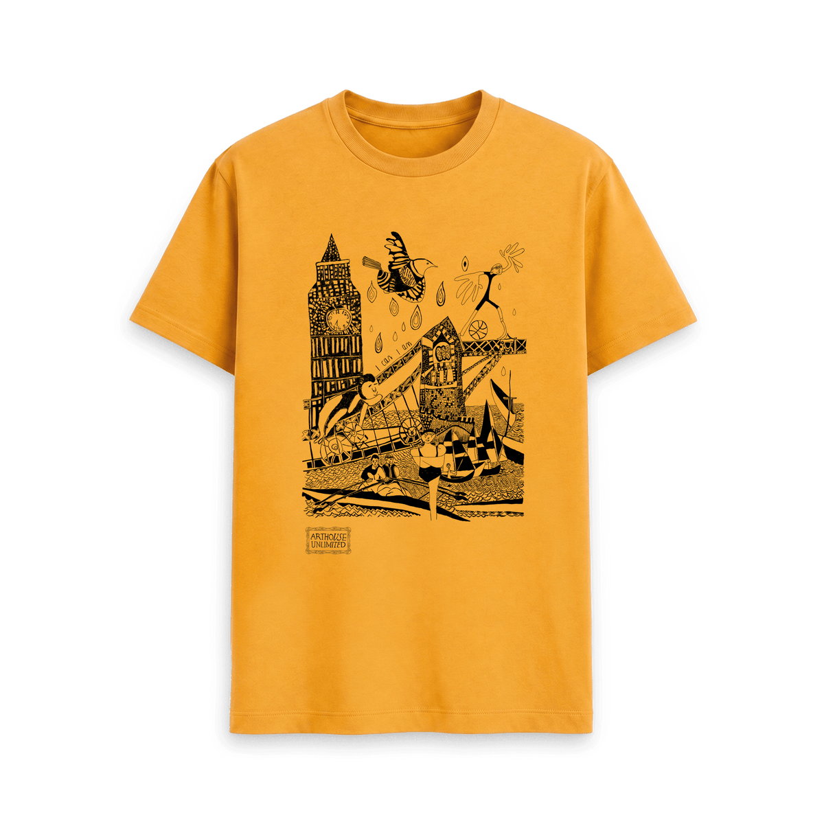 Mustard Printed T-shirt Front