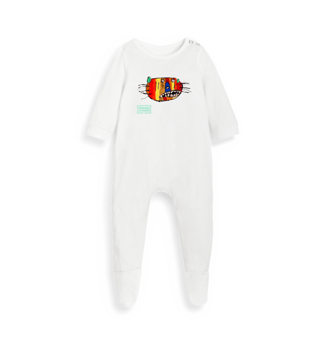 White Printed baby grow