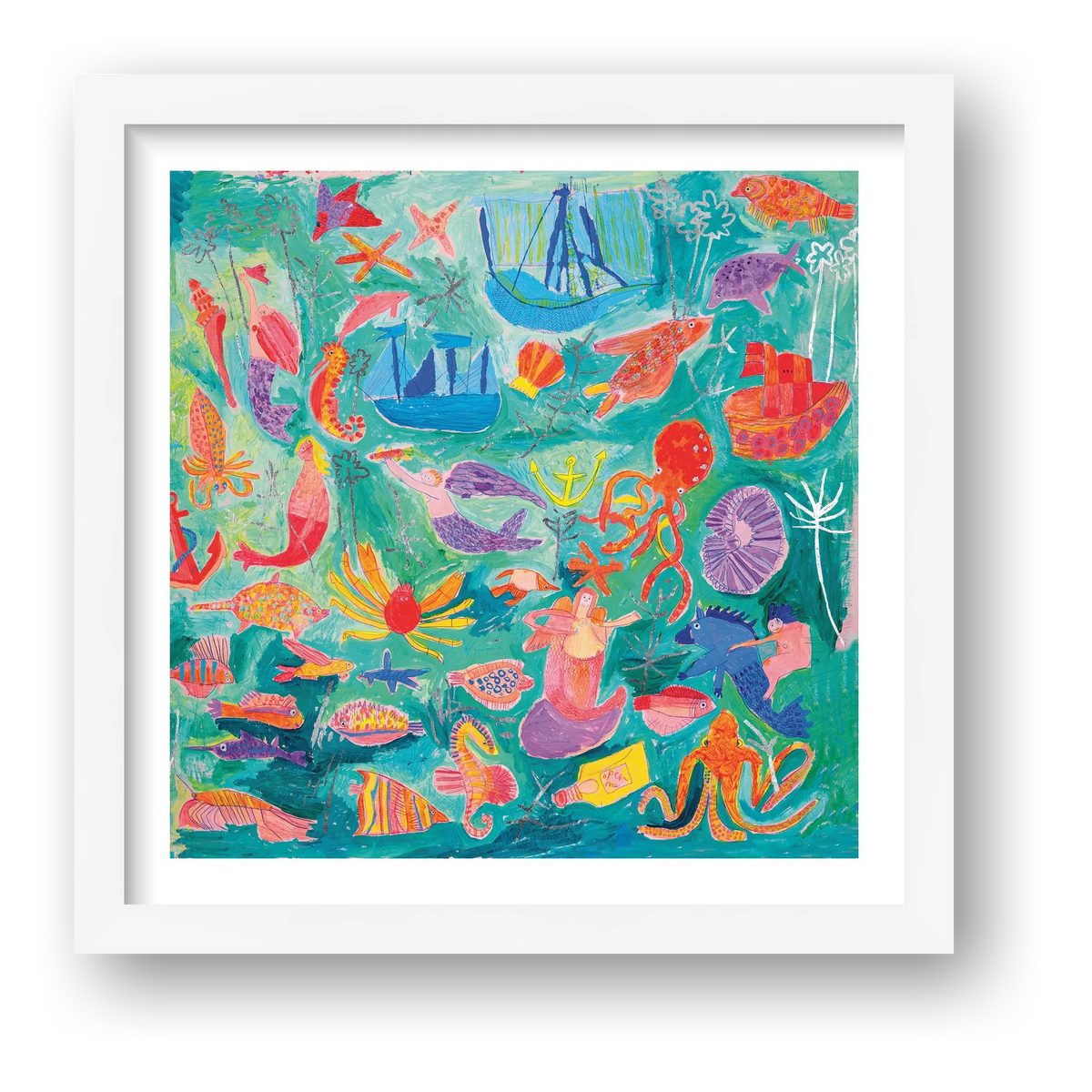 Giclee_mermaids 50x50 — framed