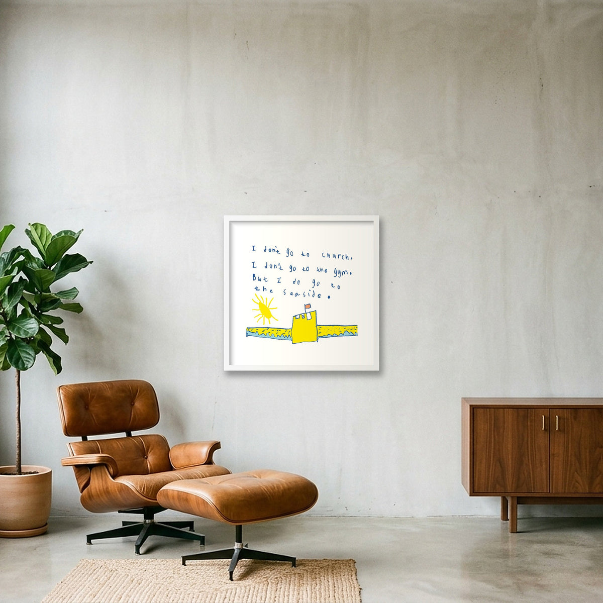 I don't go to church 50 x 50 — 50×50cm, 20×20" White Frame