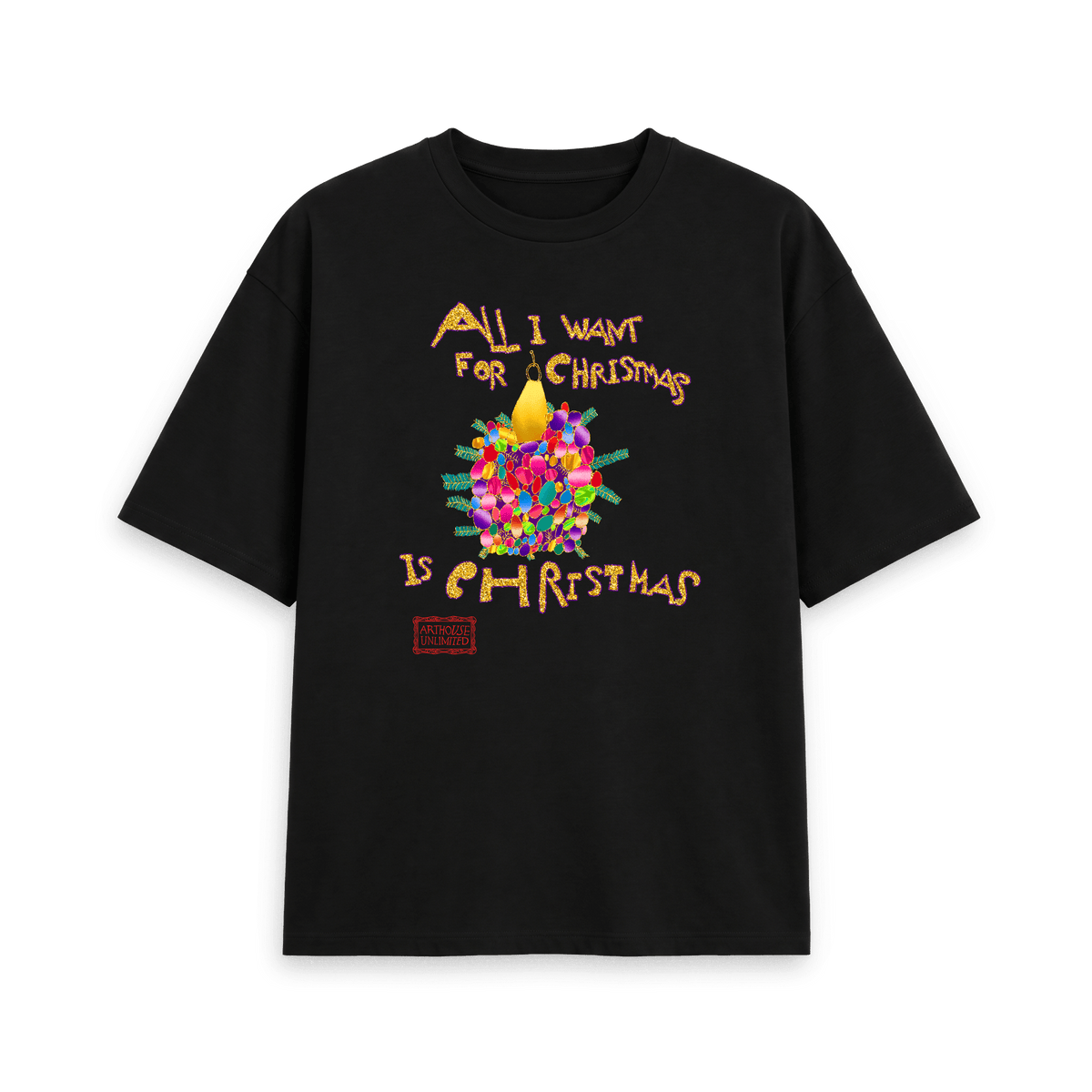 Black Printed T-shirt Front