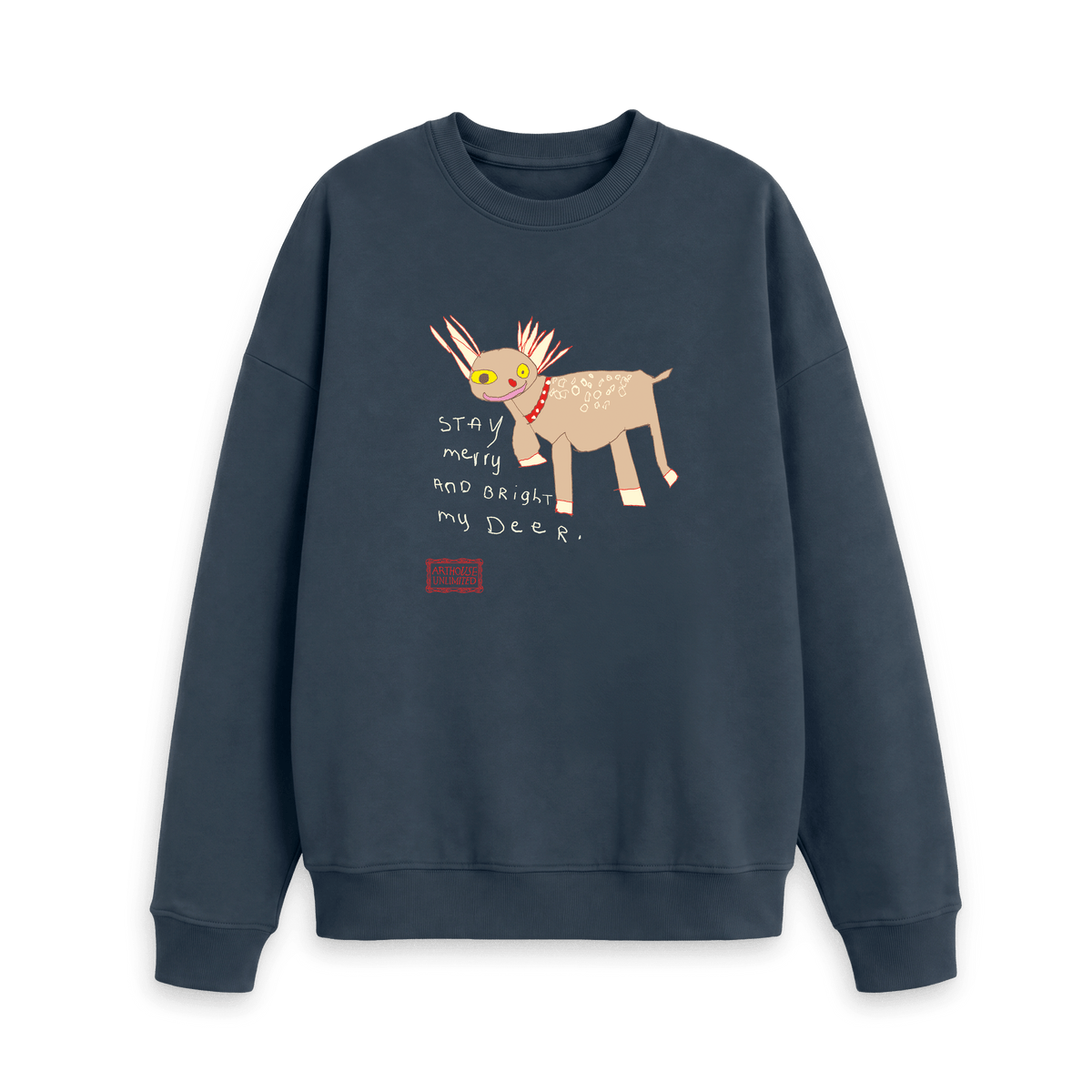 Navy Blue Printed Sweater Front