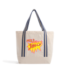 Natural/French Navy Heat Transfer Bag Front