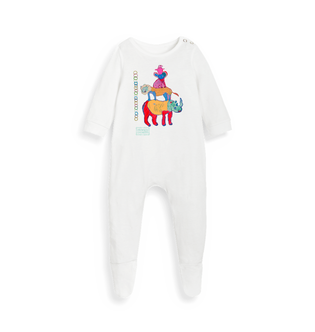 White Printed baby grow