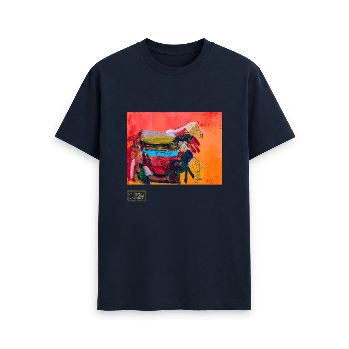 Navy Blue Printed T-shirt Front