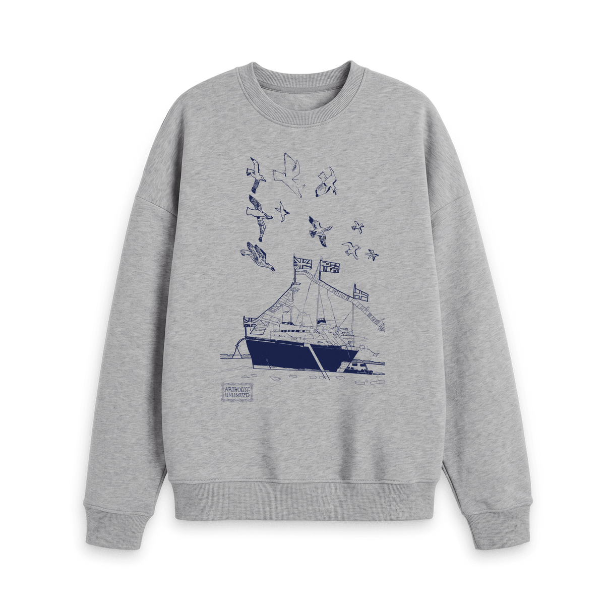 Athletic Grey Printed Sweater Front