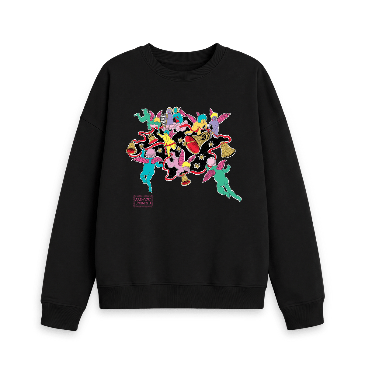 Black Printed Sweater Front
